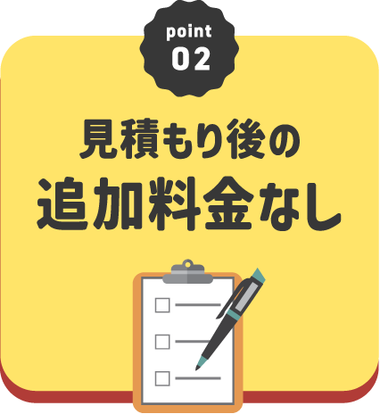 見積もり後の追加料金なし